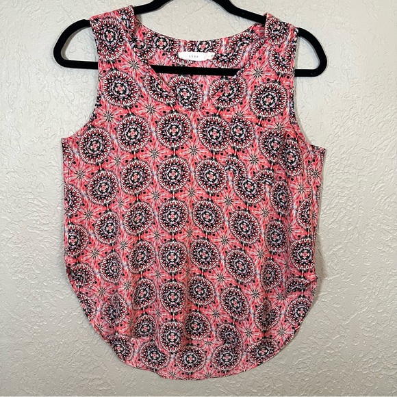 Lush Pink and Black Patterned Tank Top XS Sleeveless Blouse Pretty - Picture 1 of 8